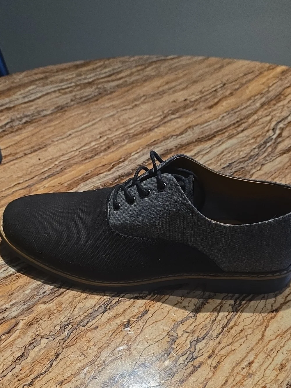 Aldo Black Canvas and Dark Gray Derby Shoes Mens Size 11.